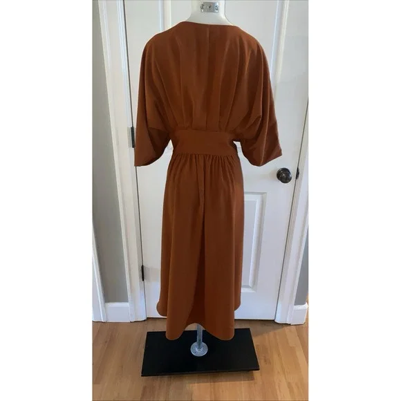 Alexia Admor August Draped Fit & Flare Midi Burnt‎ Rust Dress Size 12 - Picture 8 of 14